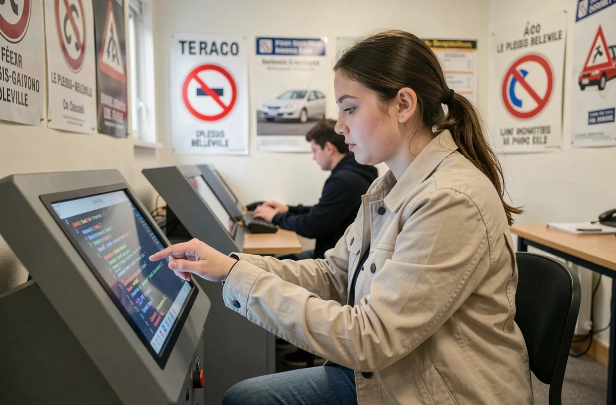 Élève passant un test de code de la route à l'Auto-Ecole Dali School au Plessis-Belleville