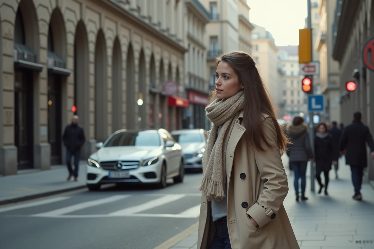 Jeune femme marchant près d