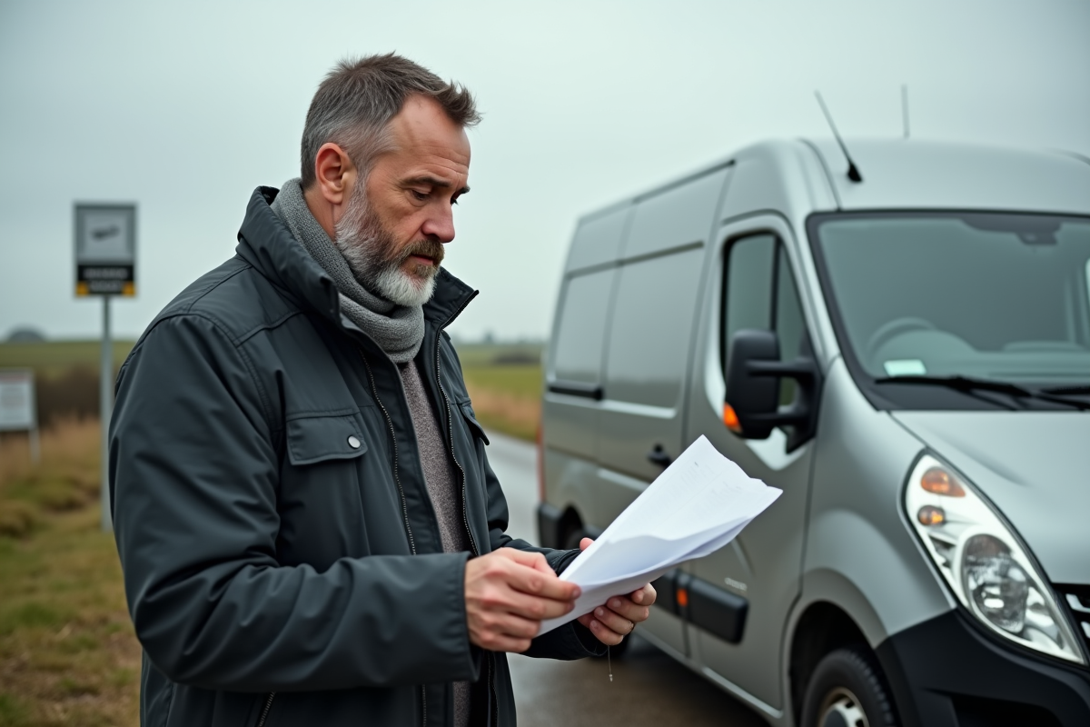 Homme vérifiant papiers et clés à côté d