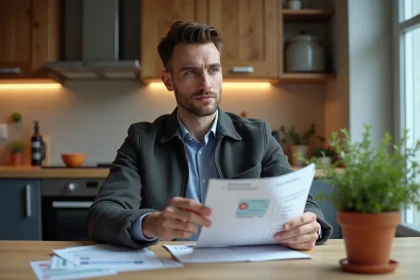 Jeune homme avec permis de conduire et documents