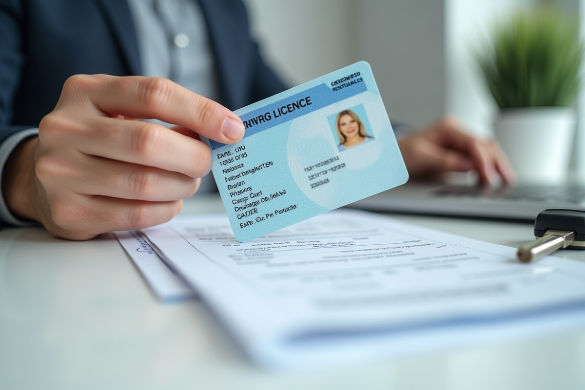 Main tenant un nouveau permis de conduire avec documents