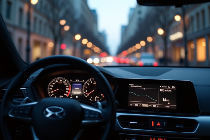 Tableau de bord moderne avec voyant emissions voiture